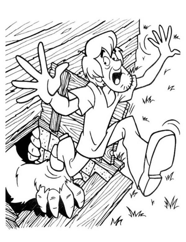 Online coloring book: Shaggy escaping from the basement coloring page